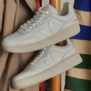 Veja V-90 Cream and White Sneakers